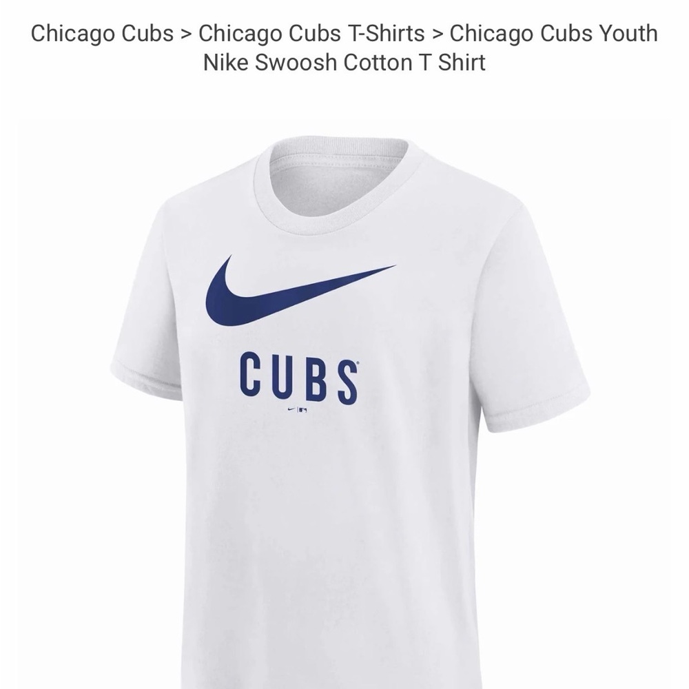 NWT Nike Kids White Cubs Swoosh T-Shirt